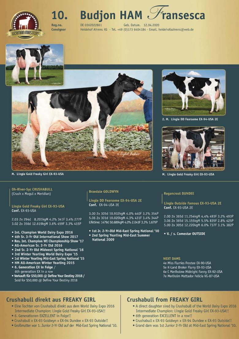 Datasheet for Lot 10. Budjon HAM Fransesca